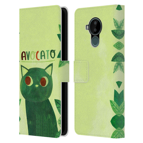 Planet Cat Puns Avocato Leather Book Wallet Case Cover For Nokia C30