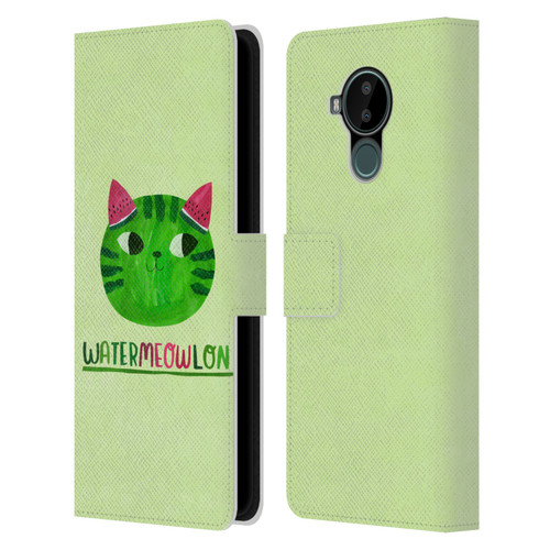 Planet Cat Puns Watermeowlon Leather Book Wallet Case Cover For Nokia C30