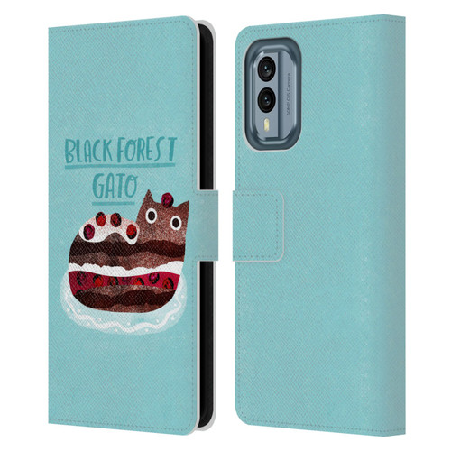 Planet Cat Puns Black Forest Gato Leather Book Wallet Case Cover For Nokia X30