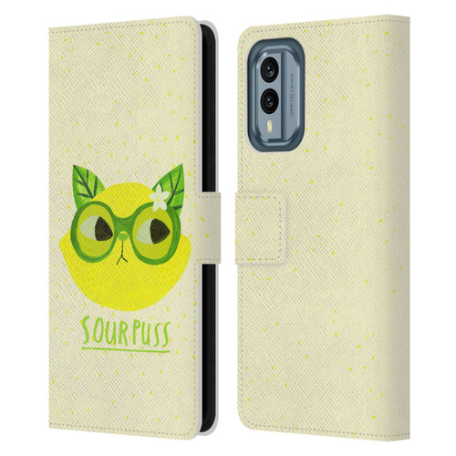 Planet Cat Puns Sour Puss Leather Book Wallet Case Cover For Nokia X30