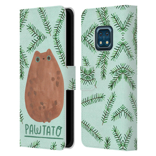 Planet Cat Puns Pawtato Leather Book Wallet Case Cover For Nokia XR20