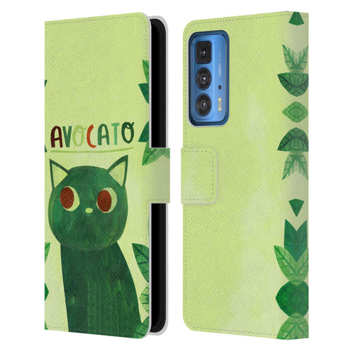 Planet Cat Puns Avocato Leather Book Wallet Case Cover For Motorola Edge 20 Pro
