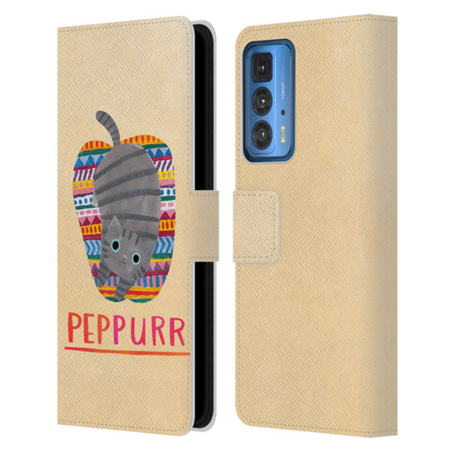Planet Cat Puns Peppur Leather Book Wallet Case Cover For Motorola Edge 20 Pro