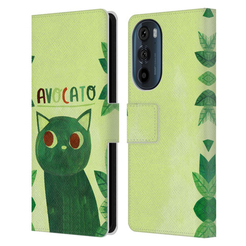 Planet Cat Puns Avocato Leather Book Wallet Case Cover For Motorola Edge 30