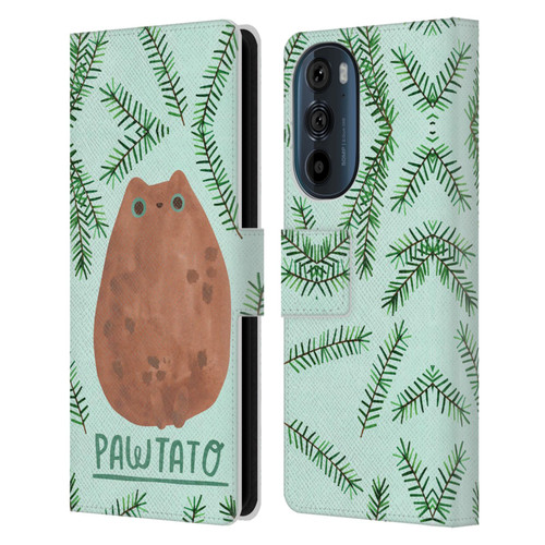 Planet Cat Puns Pawtato Leather Book Wallet Case Cover For Motorola Edge 30