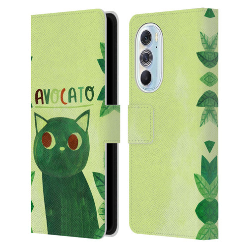 Planet Cat Puns Avocato Leather Book Wallet Case Cover For Motorola Edge X30