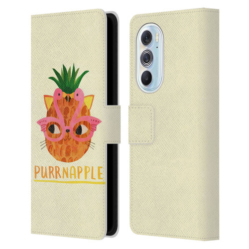 Planet Cat Puns Purrnapple Leather Book Wallet Case Cover For Motorola Edge X30