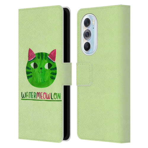 Planet Cat Puns Watermeowlon Leather Book Wallet Case Cover For Motorola Edge X30