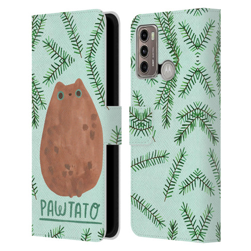 Planet Cat Puns Pawtato Leather Book Wallet Case Cover For Motorola Moto G60 / Moto G40 Fusion