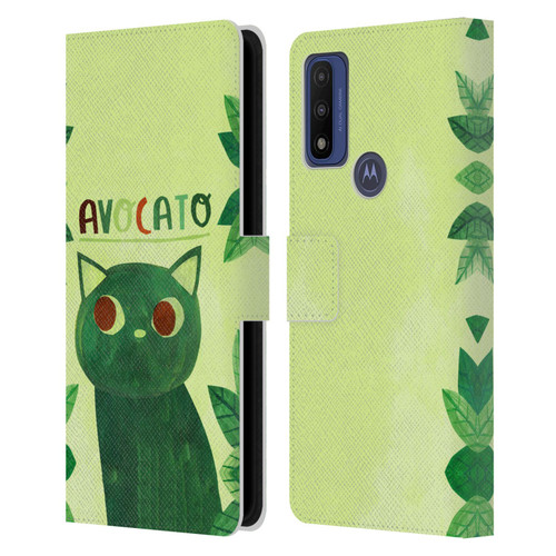 Planet Cat Puns Avocato Leather Book Wallet Case Cover For Motorola G Pure