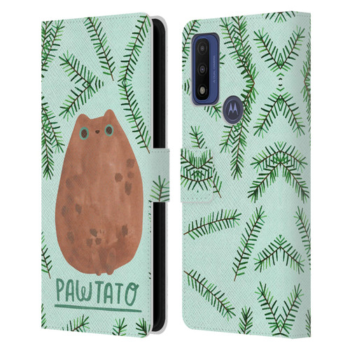 Planet Cat Puns Pawtato Leather Book Wallet Case Cover For Motorola G Pure