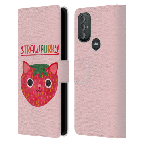 Planet Cat Puns Strawpurry Leather Book Wallet Case Cover For Motorola Moto G10 / Moto G20 / Moto G30