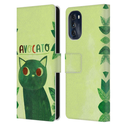 Planet Cat Puns Avocato Leather Book Wallet Case Cover For Motorola Moto G (2022)