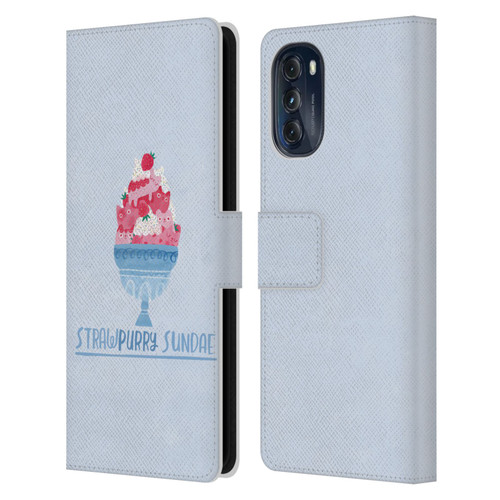 Planet Cat Puns Strawpurry Sundae Leather Book Wallet Case Cover For Motorola Moto G (2022)