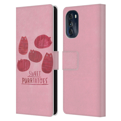 Planet Cat Puns Sweet Purrtatoes Leather Book Wallet Case Cover For Motorola Moto G (2022)