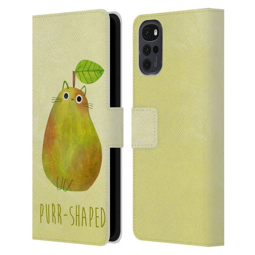 Planet Cat Puns Purr-shaped Leather Book Wallet Case Cover For Motorola Moto G22