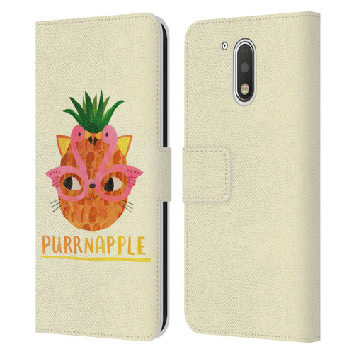 Planet Cat Puns Purrnapple Leather Book Wallet Case Cover For Motorola Moto G41