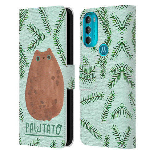 Planet Cat Puns Pawtato Leather Book Wallet Case Cover For Motorola Moto G71 5G