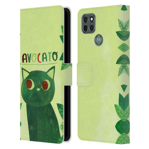 Planet Cat Puns Avocato Leather Book Wallet Case Cover For Motorola Moto G9 Power