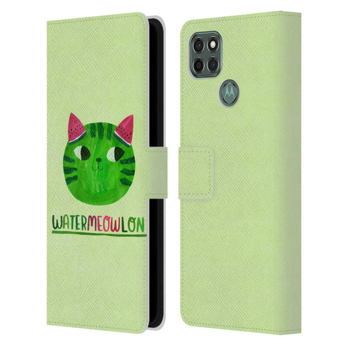 Planet Cat Puns Watermeowlon Leather Book Wallet Case Cover For Motorola Moto G9 Power