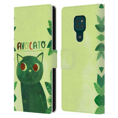 Planet Cat Puns Avocato Leather Book Wallet Case Cover For Motorola Moto G9 Play