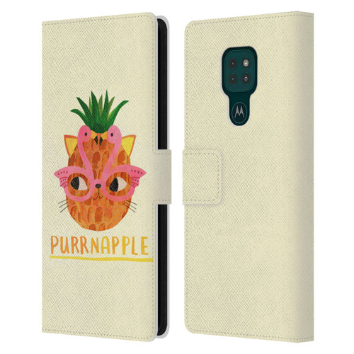 Planet Cat Puns Purrnapple Leather Book Wallet Case Cover For Motorola Moto G9 Play