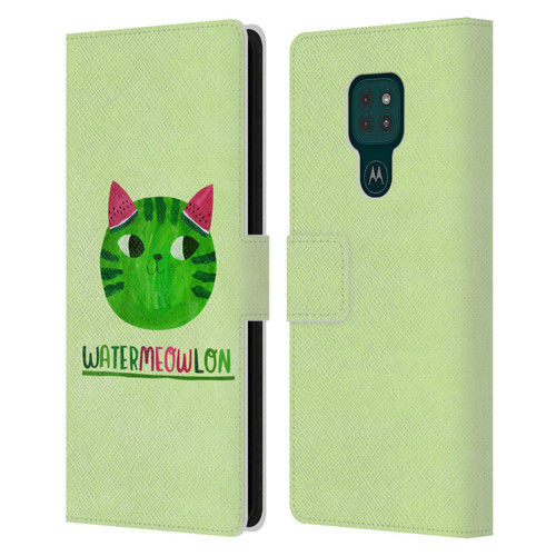 Planet Cat Puns Watermeowlon Leather Book Wallet Case Cover For Motorola Moto G9 Play