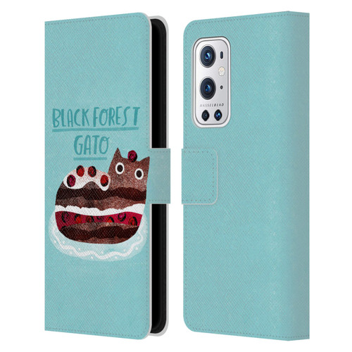 Planet Cat Puns Black Forest Gato Leather Book Wallet Case Cover For OnePlus 9 Pro