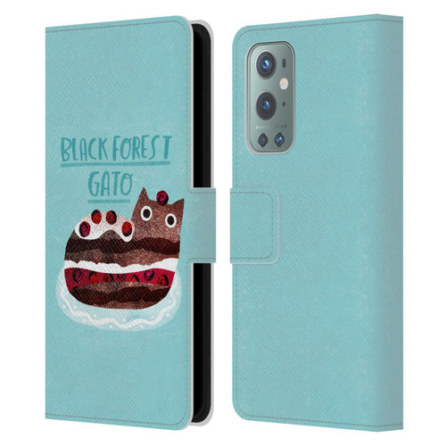 Planet Cat Puns Black Forest Gato Leather Book Wallet Case Cover For OnePlus 9
