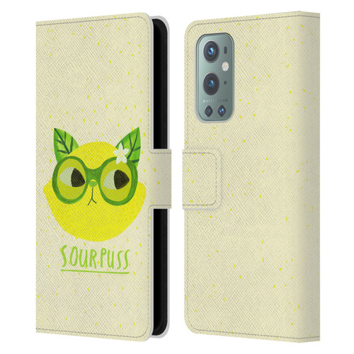 Planet Cat Puns Sour Puss Leather Book Wallet Case Cover For OnePlus 9