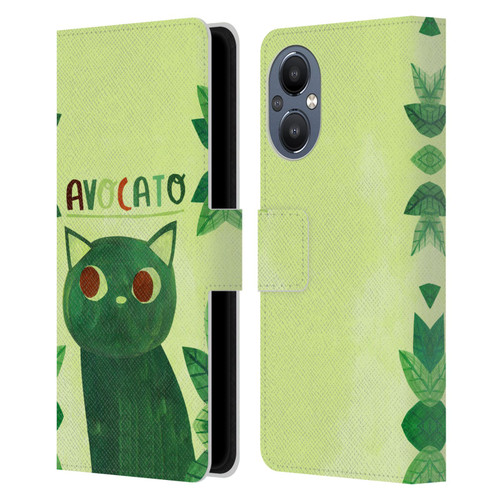 Planet Cat Puns Avocato Leather Book Wallet Case Cover For OnePlus Nord N20 5G