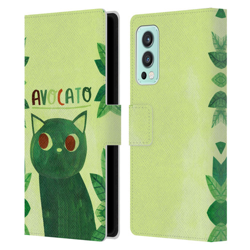 Planet Cat Puns Avocato Leather Book Wallet Case Cover For OnePlus Nord 2 5G
