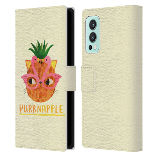 Planet Cat Puns Purrnapple Leather Book Wallet Case Cover For OnePlus Nord 2 5G