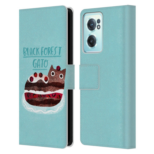 Planet Cat Puns Black Forest Gato Leather Book Wallet Case Cover For OnePlus Nord CE 2 5G