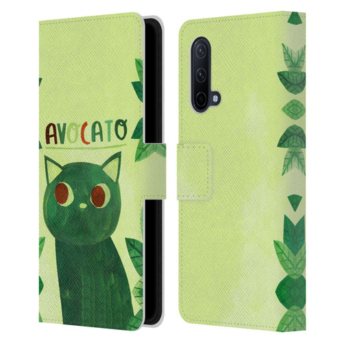 Planet Cat Puns Avocato Leather Book Wallet Case Cover For OnePlus Nord CE 5G