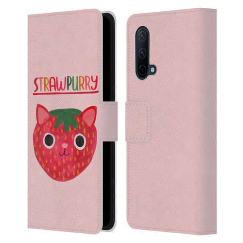Planet Cat Puns Strawpurry Leather Book Wallet Case Cover For OnePlus Nord CE 5G