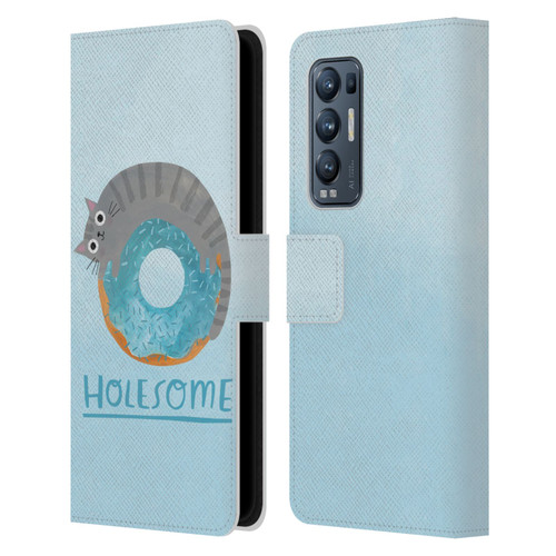 Planet Cat Puns Holesome Leather Book Wallet Case Cover For OPPO Find X3 Neo / Reno5 Pro+ 5G