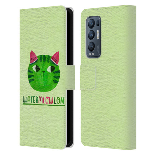 Planet Cat Puns Watermeowlon Leather Book Wallet Case Cover For OPPO Find X3 Neo / Reno5 Pro+ 5G