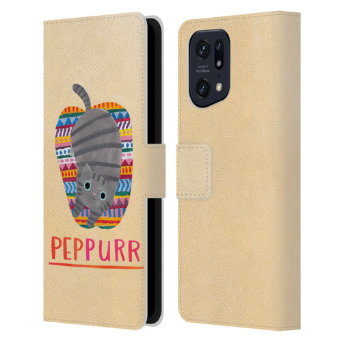 Planet Cat Puns Peppur Leather Book Wallet Case Cover For OPPO Find X5