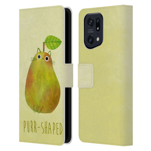 Planet Cat Puns Purr-shaped Leather Book Wallet Case Cover For OPPO Find X5 Pro