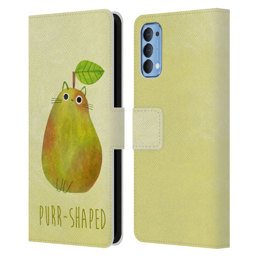 Planet Cat Puns Purr-shaped Leather Book Wallet Case Cover For OPPO Reno 4 5G