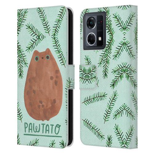 Planet Cat Puns Pawtato Leather Book Wallet Case Cover For OPPO Reno8 4G