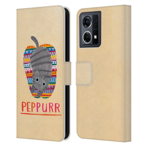 Planet Cat Puns Peppur Leather Book Wallet Case Cover For OPPO Reno8 4G
