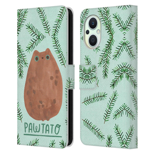 Planet Cat Puns Pawtato Leather Book Wallet Case Cover For OPPO Reno8 Lite