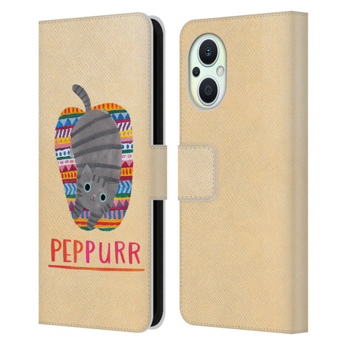 Planet Cat Puns Peppur Leather Book Wallet Case Cover For OPPO Reno8 Lite