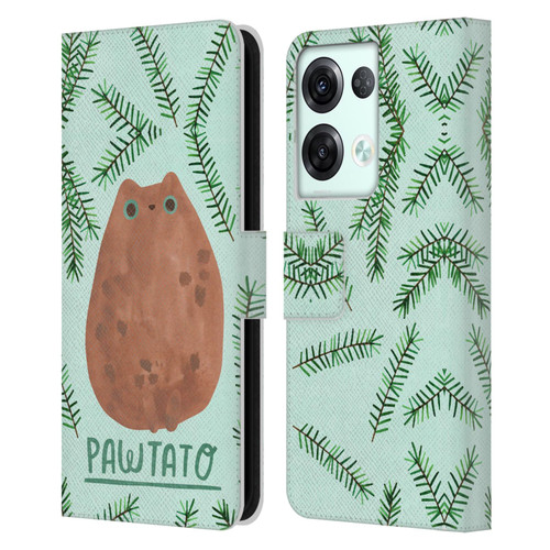 Planet Cat Puns Pawtato Leather Book Wallet Case Cover For OPPO Reno8 Pro