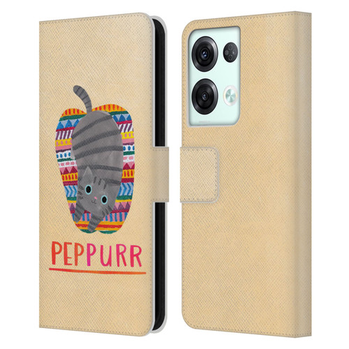 Planet Cat Puns Peppur Leather Book Wallet Case Cover For OPPO Reno8 Pro