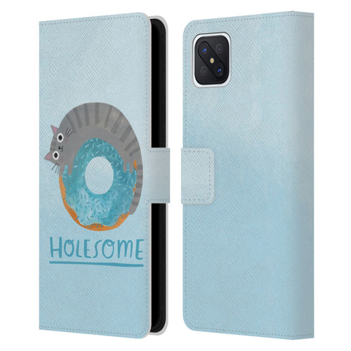 Planet Cat Puns Holesome Leather Book Wallet Case Cover For OPPO Reno4 Z 5G