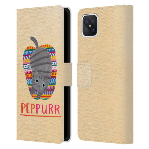 Planet Cat Puns Peppur Leather Book Wallet Case Cover For OPPO Reno4 Z 5G