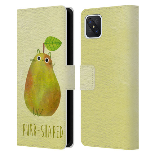 Planet Cat Puns Purr-shaped Leather Book Wallet Case Cover For OPPO Reno4 Z 5G